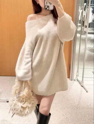 SNIDEL 스나이델 라쿤 미니 니트 원피스