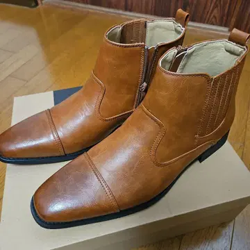 브라운 사이드 고어 부츠 합성 피혁