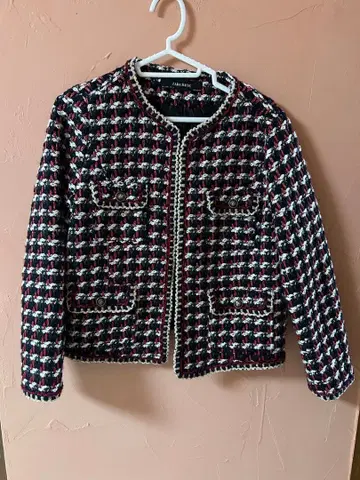 ZARA BASIC 노카라 트위드 자켓