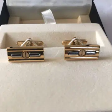 dunhill 골드 블랙 스트라이프 커프스링크
