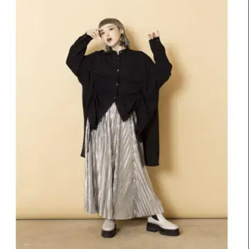 오스모시스 플리츠 스커트 롱 스커트 실버 안감 포함 파티