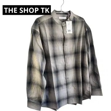 새상품 THE SHOP TK 밴드 카라 체크 셔츠 M 사이즈