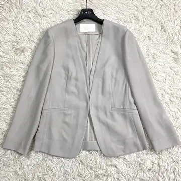 새상품급 워셔블 컴포트 스트레치 노카라 자켓 라이트 그레이 40
