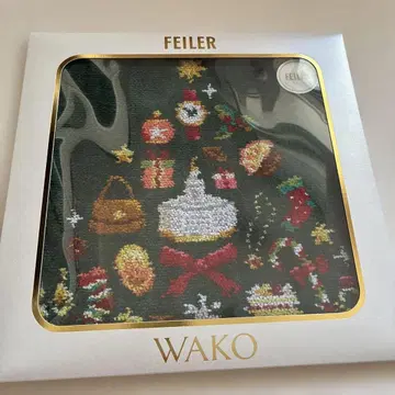 페이러 wako 콜라보 크리스마스 손수건 그린 미개봉 새상품