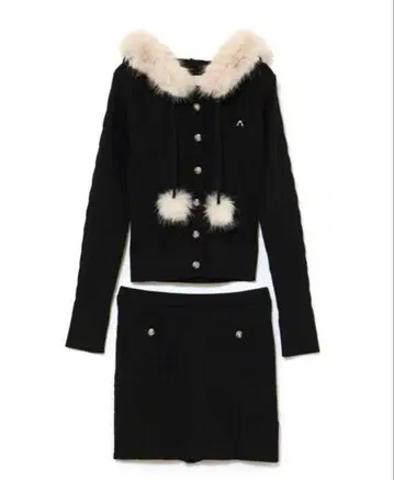 Reo fur knit set up Black andmary