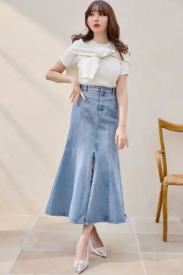 Her lip to 머메이드 슬릿 데님 스커트 S 사이즈