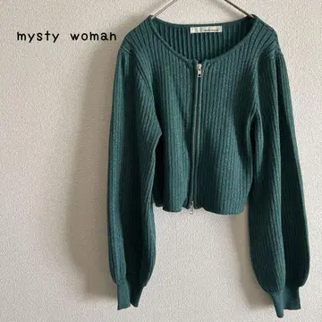 [새상품급] mysty woman 니트 가디건 그린 라메 더블 지퍼
