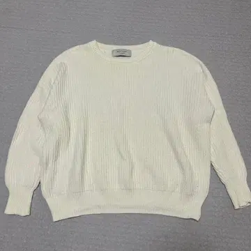 [ BEAMS LIGHTS ] 라운드넥 니트 면 혼방 38 화이트 루즈핏