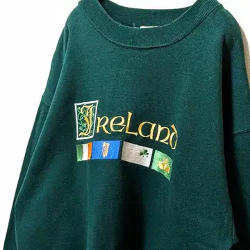 USA제 피넛 버터 아일랜드 국기 자수 맨투맨 그린 녹색 L 구제 의류