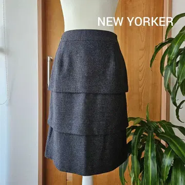 NEW YORKER 3단 프릴 타이트 스커트 티어드 다크 그레이