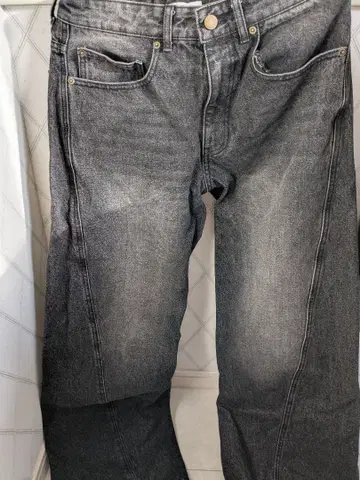 WYM 다크 그레이 스트레이트 데님 M