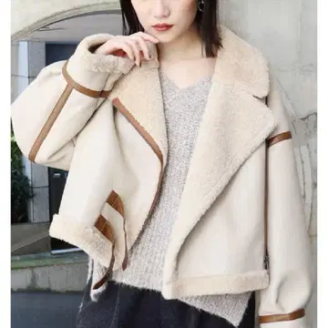 MURUA 벨트 페이크 무스탕 블루종