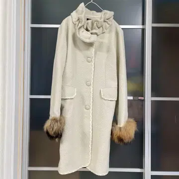 what's new? 와츠뉴 롱 코트 소매 퍼 미사용 새상품