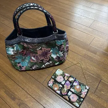 꽃무늬 비즈 핸드백 세트