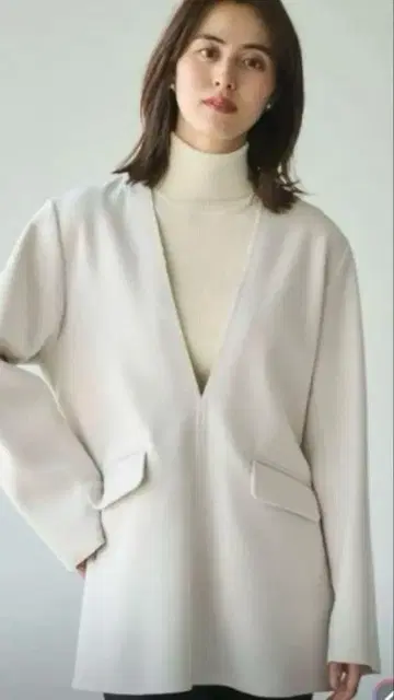 LOUNIE 노카라 V넥 자켓 FREE SIZE 라이트 그레이