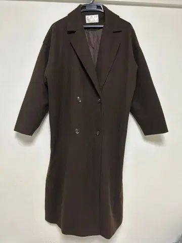 MURUA 브라운 더블 브레스트 롱 코트