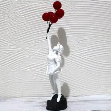 뱅크시 아트 벌룬 걸 피규어 오브제 화이트