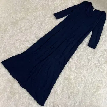 론 헤르만 파일 원단 롱 원피스 네이비 코튼 XS 맥시 길이