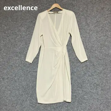 excellence 마담 하 나이 아이보리 랩 스타일 롱 원피스