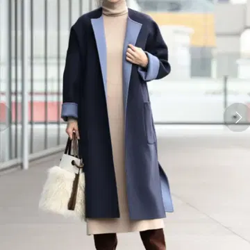 Demi-Luxe BEAMS 크루넥 리버서블 롱 코트