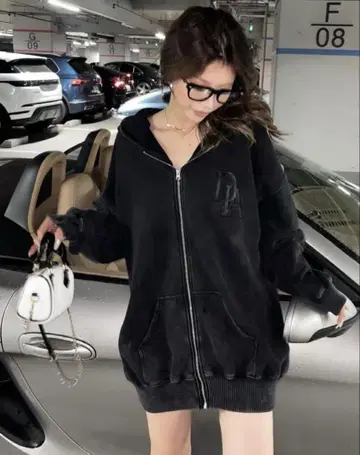 DIANTE 블랙 오버 사이즈 후드티