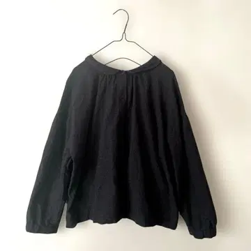 코튼 린넨 긴팔 블라우스 기모 다크 그레이