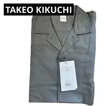 새상품 TAKEO KIKUCHI 남성용 긴팔 셔츠 M 그레이 코튼 셔츠