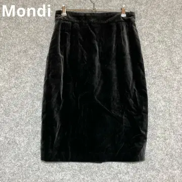Mondi 유로 구제 의류 블랙 벨로아 타이트 스커트 무릎 기장
