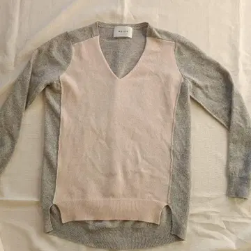 BEIGE, 베이지 그레이/베이지 V넥 니트