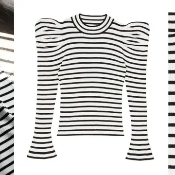 her lip to Volume Sleeve Stripe Knit Top