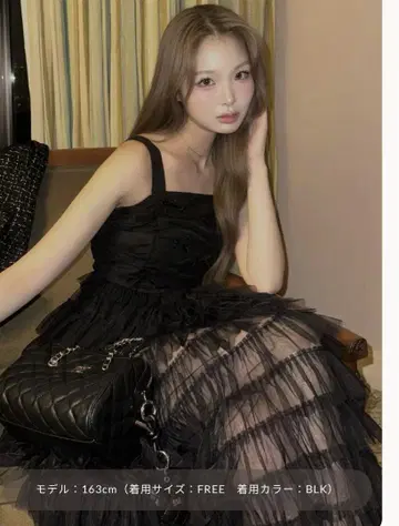 다리치 벨로아 리본 튤 원피스