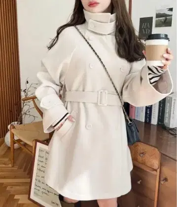 moment+ 니트 멜톤 2way 어레인지 칼라 미들 기장 트렌치코트