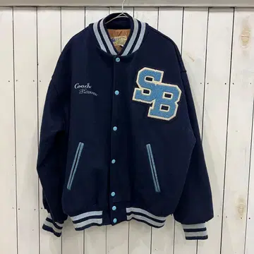 60~70s vintage 바시티 자켓 자수 패치 네이비