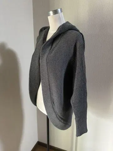 theory luxe 후드 부착 그레이 니트 가디건 니트 코트