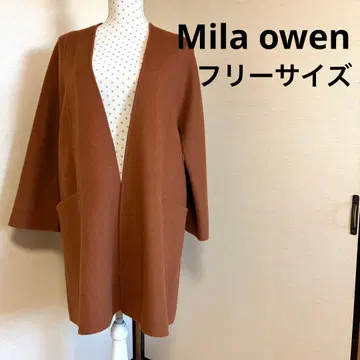 Mila owen 브라운 양모 혼합 롱 코트
