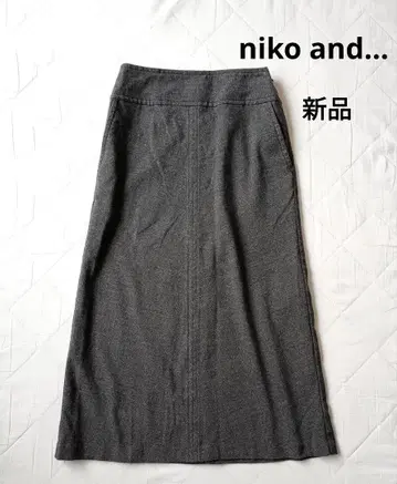새상품 niko and - 롱 타이트 스커트 기모 헤링본 그레이