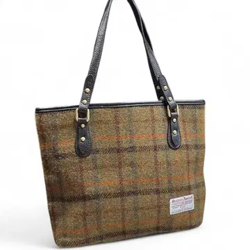 Harris Tweed x 천연 가죽 스몰 토트백 숄더백