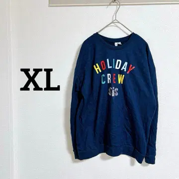 HOLIDAY CREW [ XL ] 프린트 맨투맨 네이비