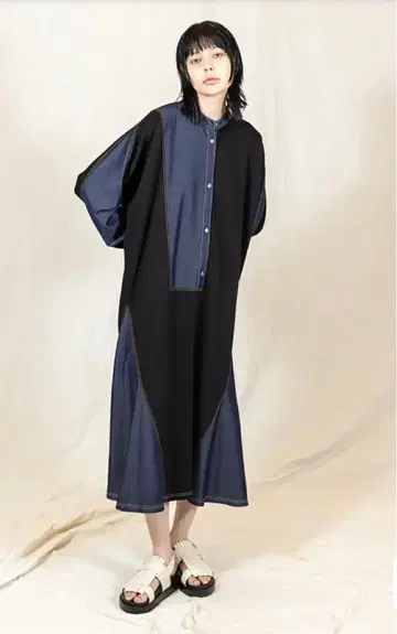 OSMOSIS 텐셀 데님 절개 원피스