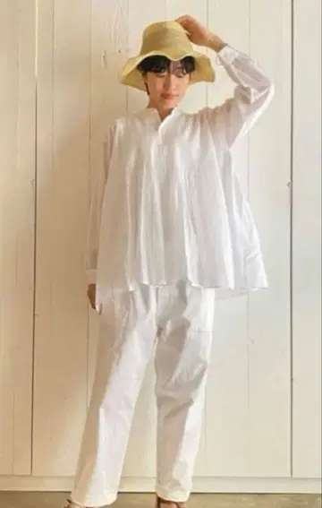 maison de soil 캠브릭 미니 핀턱 셔츠 화이트