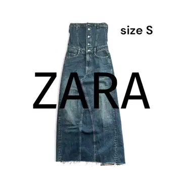 [ 새상품급 ] ZARA 데님 베어탑 원피스 S 하이웨스트 컷오프