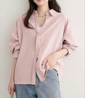 내추럴 꾸뛰르 피치 스킨 오버 사이즈 셔츠