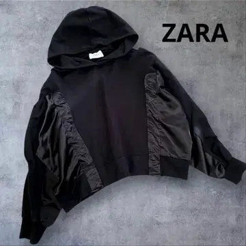ZARA 나일론 도킹 숏 기장 후디 BLACK