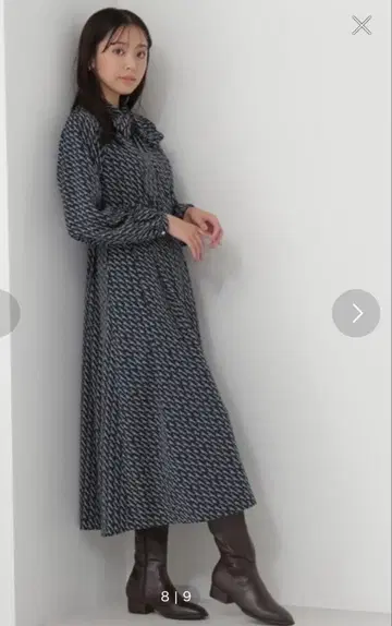 NATURAL BEAUTY BASIC 보타이 원피스 네이비