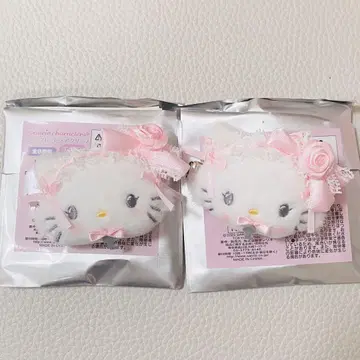 산리오 화이트 프릴 헤어 클립 차미키티 2개 세트