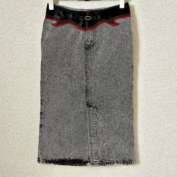 데님 타이트 스커트 더블 슬릿 허리 디자인 이탈리아제