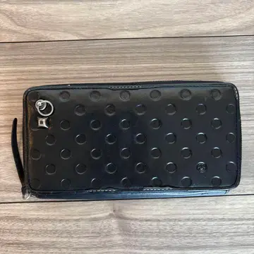 marka 블랙 가죽 장지갑 도트 무늬