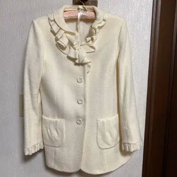 아이보리 로즈 모티브 숏코트 (친정 보관품)