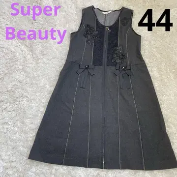 [ 새상품급 ] 슈퍼뷰티 슬리브리스 원피스 그레이 꽃 자수 3L