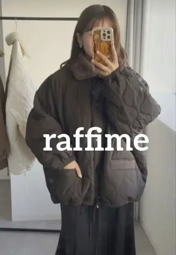 raffime 라피미 퍼 옷깃 퀼팅 블루종
